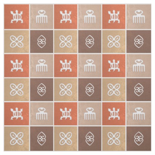 Ethnic African pattern with Adinkra symbols Fabric