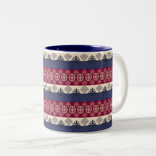 Ethnic African pattern with Adinkra symbols Two-Tone Coffee Mug