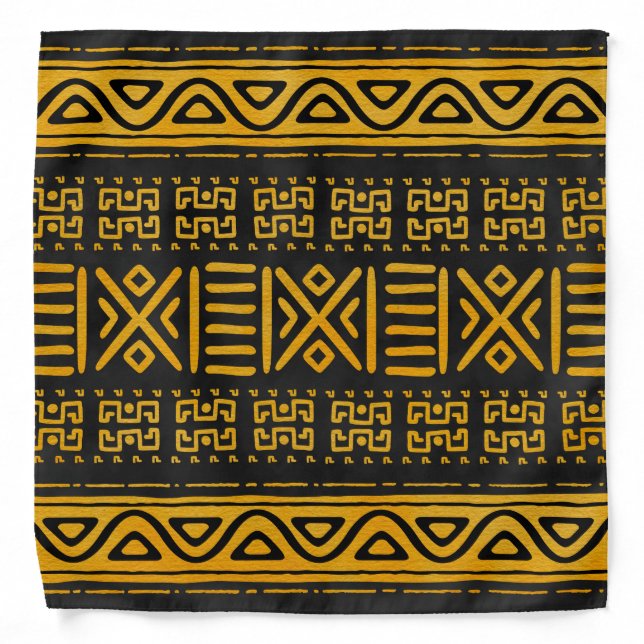 Ethnic African Pattern Yellow and Black Bandana (Front)