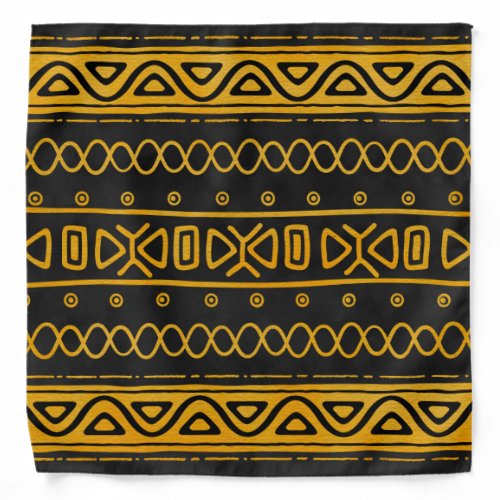 Ethnic African Pattern Yellow and Black Bandana