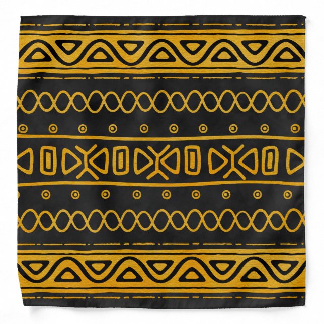 Ethnic African Pattern Yellow and Black Bandana (Front)