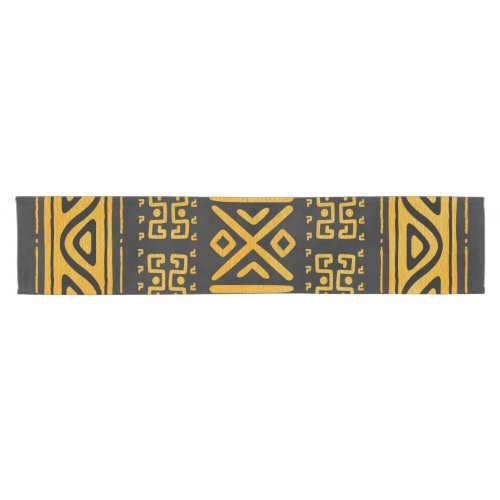 Ethnic African Pattern Yellow and Black Short Table Runner