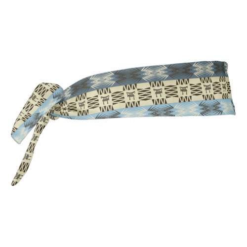 ethnic african striped tribal blue pattern tie headband