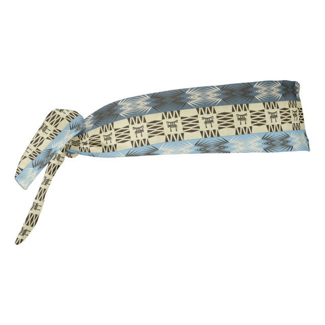 ethnic african striped tribal blue pattern. tie headband (Rotate 270)
