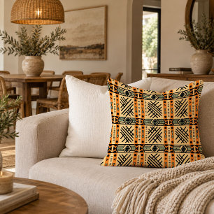 Ethnic African Textile Throw Pillow Earth Tone Sty