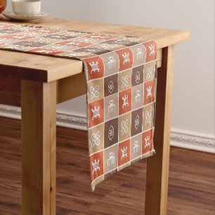 Ethnic african tribal geometric Adinkra symbols Short Table Runner