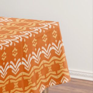 Ethnic African tribal geometric orange pattern Tablecloth