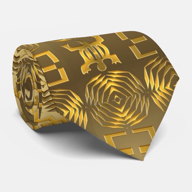 Ethnic african tribal golden  pattern neck tie (Rolled)
