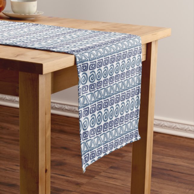 Ethnic african tribal hand-drawn pattern short table runner (In Situ)