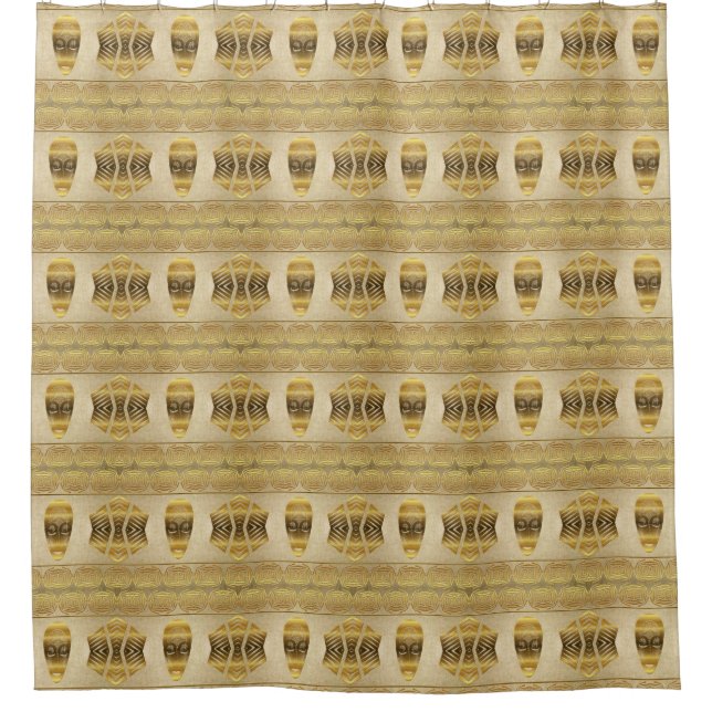 Ethnic african tribal mask pattern. shower curtain (Front)