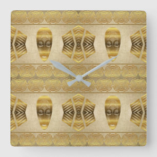 Ethnic African tribal mask pattern. Square Wall Clock