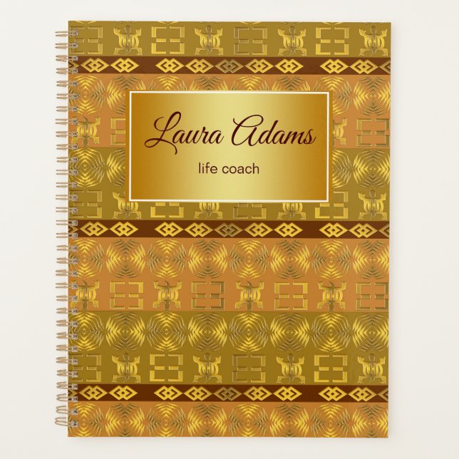 Ethnic african  tribal pattern. Adinkra simbols. Planner (Front)