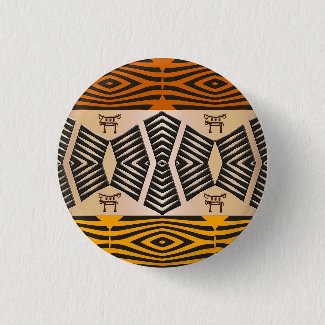 ethnic african tribal pattern pinback button (Front)
