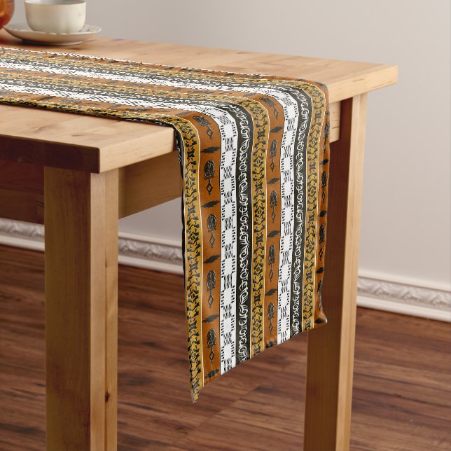 Ethnic African Tribal Stripes Short Table Runner (In Situ)