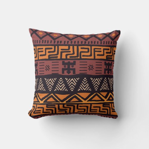 Ethnic African Vibes In Bohemian Style Throw Pillow