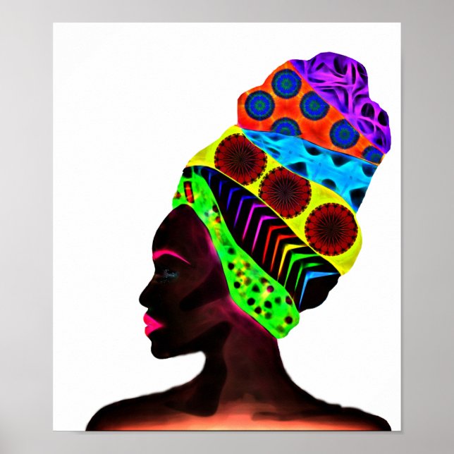 Ethnic African woman with a colorful turban Poster (Front)