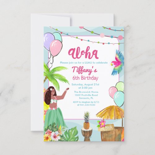 Ethnic Aloha Luau Tropical Birthday Invitation