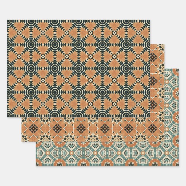 Ethnic American Boho Art Pattern Set 1 Wrapping Paper Sheets (Set)