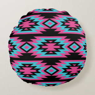 Ethnic American Indian: Aztec Motifs. Round Pillow