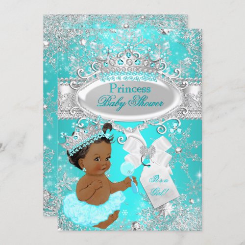 Ethnic Aqua Wonderland Princess Baby Shower Invitation