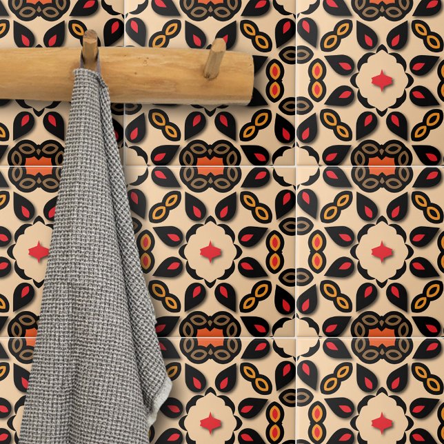 Ethnic Arabesque Symmetrical Geometric Pattern Ceramic Tile (Creator Uploaded)