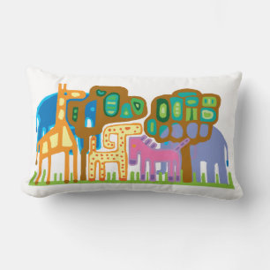 Ethnic art African animals Lumbar Pillow