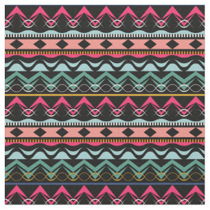 Ethnic Aztec Tribal  Bright Colorful Pattern Fabric