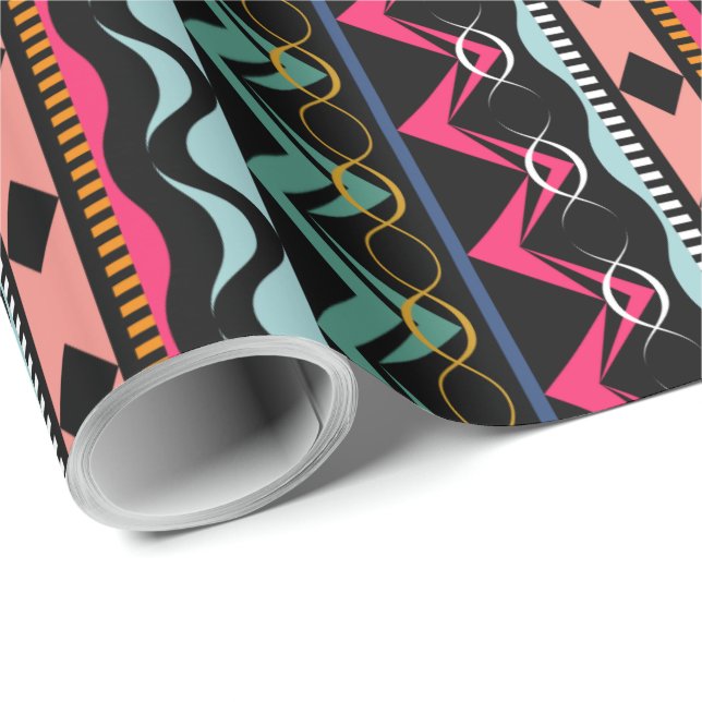 Ethnic Aztec Tribal  Bright Colorful Pattern Wrapping Paper (Roll Corner)