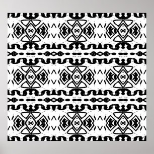 Ethnic Aztec, Vintage Striped Pattern. Poster