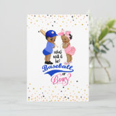 Ethnic Babies Baseball Or Bows Gender Reveal Invitation (Standing Front)