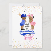 Ethnic Babies Baseball Or Bows Gender Reveal Invitation (Front)