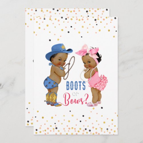Ethnic Babies Boots Or Bows Gender Reveal Invitation