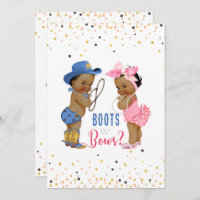 Ethnic Babies Boots Or Bows Gender Reveal Invitation