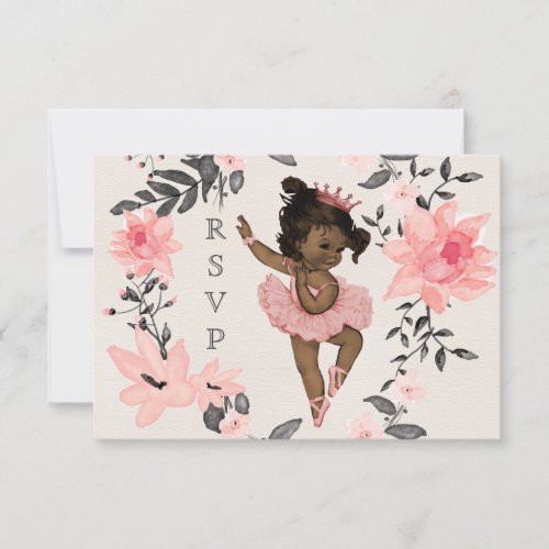 Ethnic Baby Ballerina Watercolor Wreath RSVP