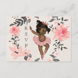 Ethnic Baby Ballerina Watercolor Wreath RSVP Card