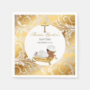Ethnic Baby Boy Christening Baptism Gold Silver Napkins