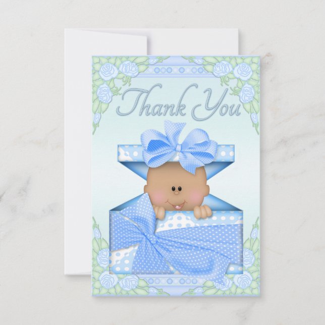 Ethnic Baby Boy in Gift Box and Roses Thank You (Front)