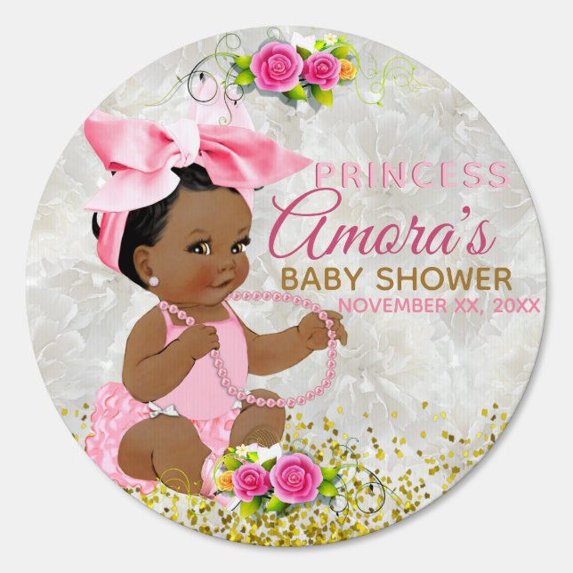 Ethnic Baby Girl Pink & Gold Elegant Sign (Front)