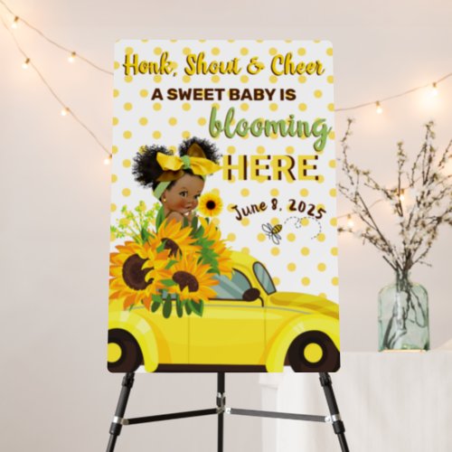 Ethnic Baby Girl  Yellow Sunflower Baby Shower Ha Foam Board