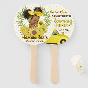 Ethnic Baby Girl Yellow Sunflower Baby Shower Ha Hand Fan