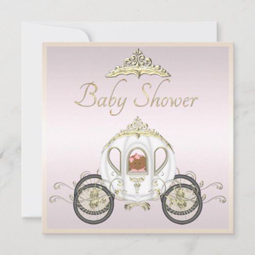 Ethnic Baby in Princess Coach Baby Shower Invitation