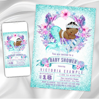 Ethnic Baby Mermaid Baby Shower Invitation