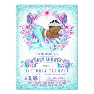 Ethnic Baby Mermaid Baby Shower Invitation Ethnic Baby Mermaid Baby Shower Invitation