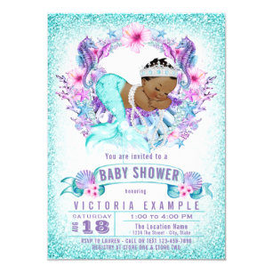 Ethnic Baby Mermaid Baby Shower Invitation