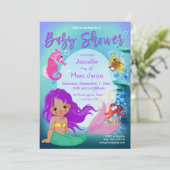 Ethnic Baby Mermaid Underwater Fantasy Baby Shower Invitation (Standing Front)