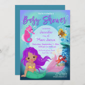 Ethnic Baby Mermaid Underwater Fantasy Baby Shower Invitation (Front/Back)