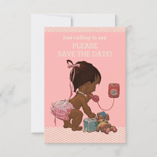 Ethnic Baby On Phone Baby Shower Save The Date