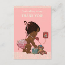 Ethnic Baby On Phone Baby Shower Thank You