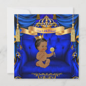 Ethnic Baby Shower Boy Prince Royal Blue Gold Invitation (Front)