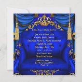 Ethnic Baby Shower Boy Prince Royal Blue Gold Invitation (Back)
